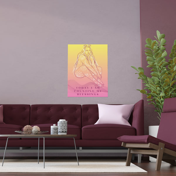 "TODAY I AM COUNTING MY BLESSINGS" DEMAYA'S JUNGLE SILK FINISH POSTER