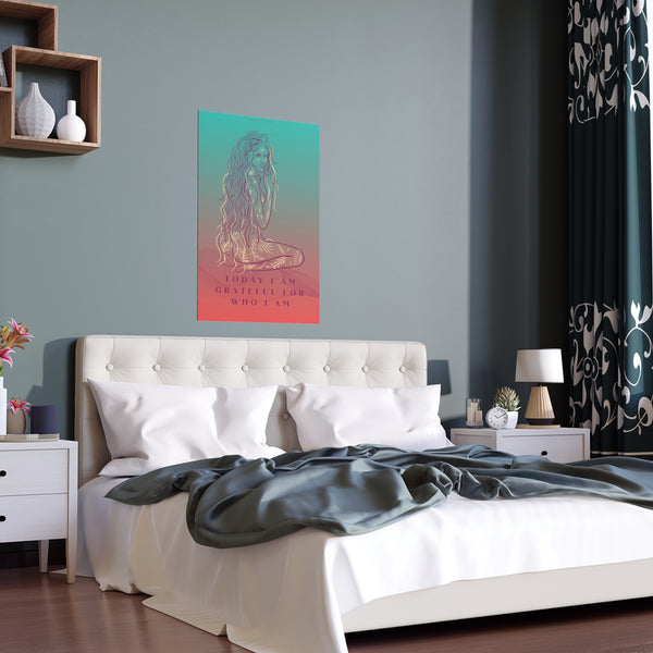 "TODAY I AM GRATEFUL FOR WHO I AM" DEMAYA'S JUNGLE SILK FINISH POSTER