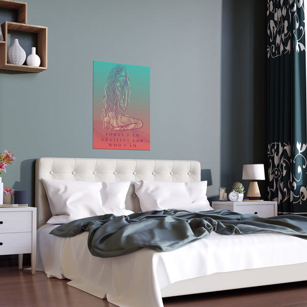 "TODAY I AM GRATEFUL FOR WHO I AM" DEMAYA'S JUNGLE SILK FINISH POSTER