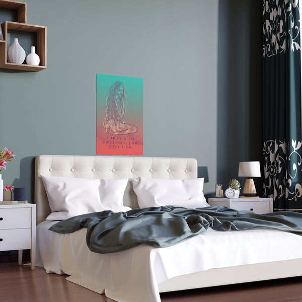 "TODAY I AM GRATEFUL FOR WHO I AM" DEMAYA'S JUNGLE SILK FINISH POSTER