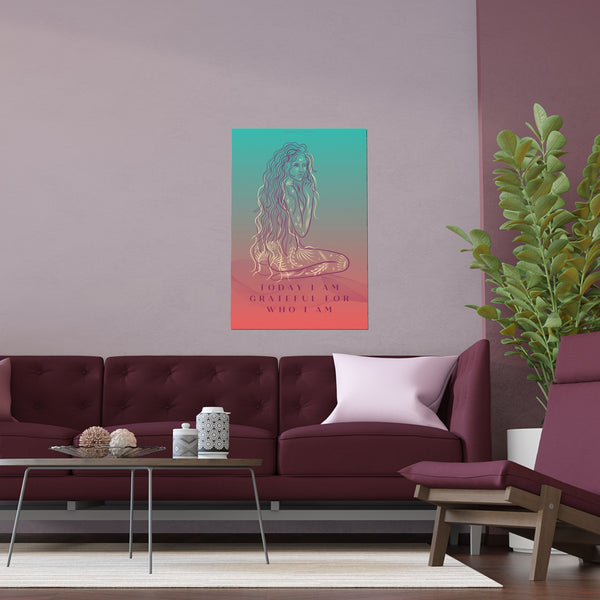 "TODAY I AM GRATEFUL FOR WHO I AM" DEMAYA'S JUNGLE SILK FINISH POSTER