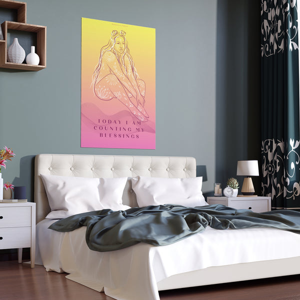 "TODAY I AM COUNTING MY BLESSINGS" DEMAYA'S JUNGLE SILK FINISH POSTER