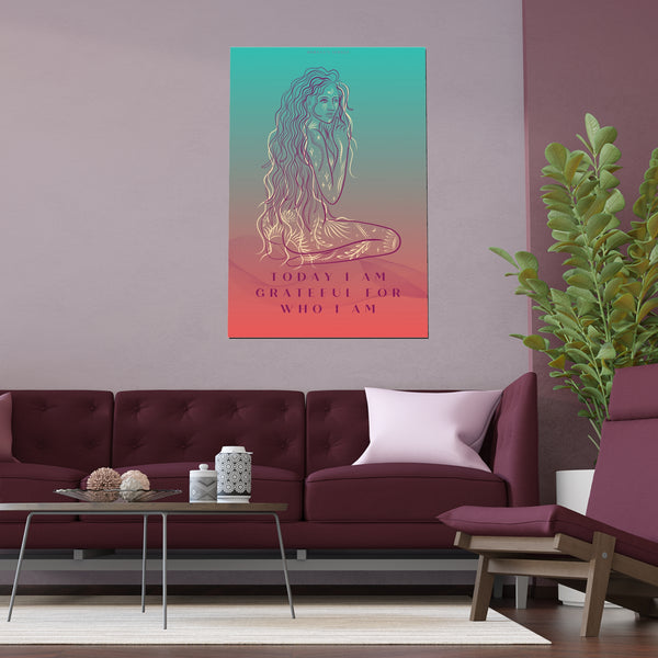 "TODAY I AM GRATEFUL FOR WHO I AM" DEMAYA'S JUNGLE SILK FINISH POSTER