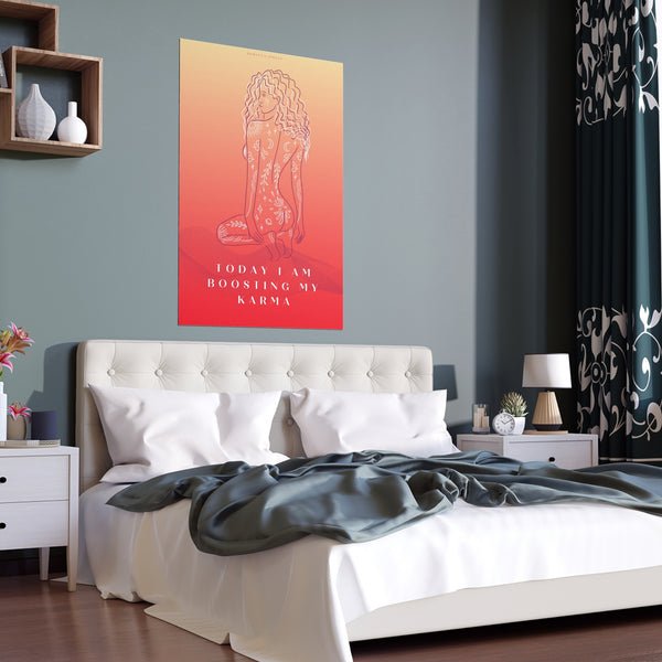 "TODAY I AM BOOSTING MY KARMA" DEMAYA'S JUNGLE SILK FINISH POSTER