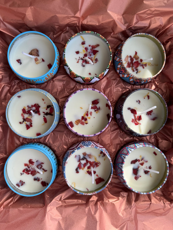 NINE AROMATHERAPY SOYBEAN WAX CANDLES IN A BOX